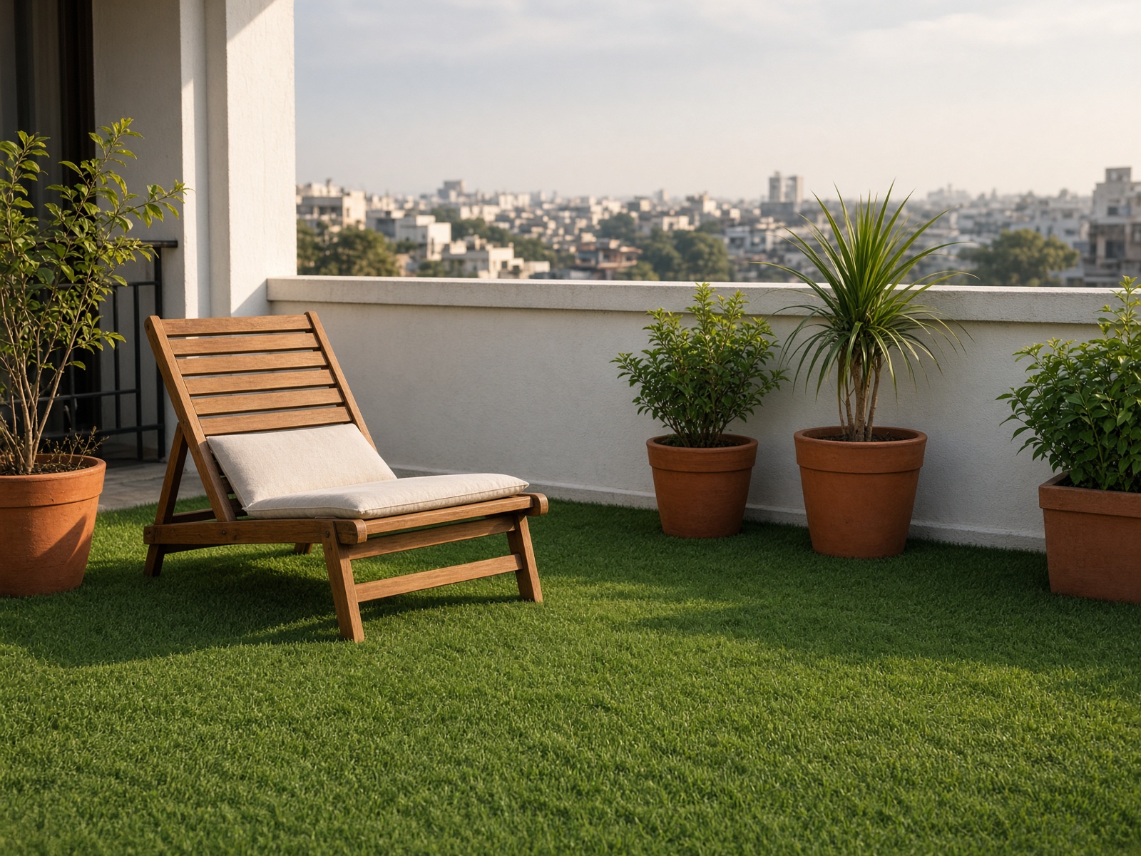 Terrace with artificial grass